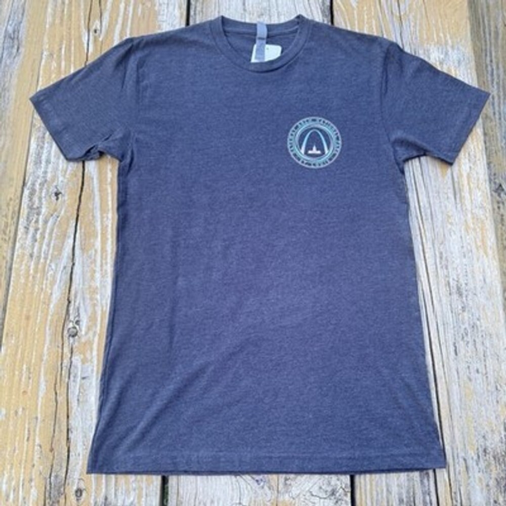 Gateway Arch National Park Missouri Round Logo On Front & Back T-shirt Gray Med